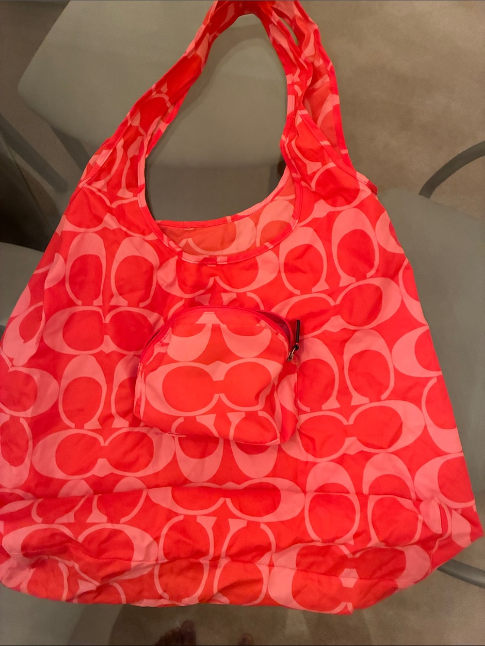 Coach Red Pattern Signature Reversible Tote